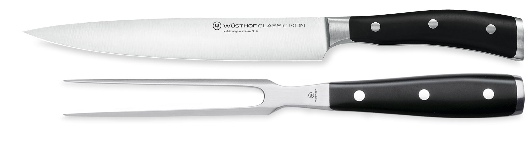 Classic Ikon Black Carving Knife 2 Piece Set
