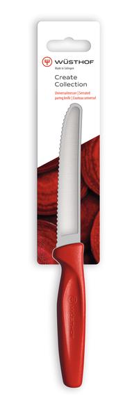 Create Serrated Paring Knife 10cm Red